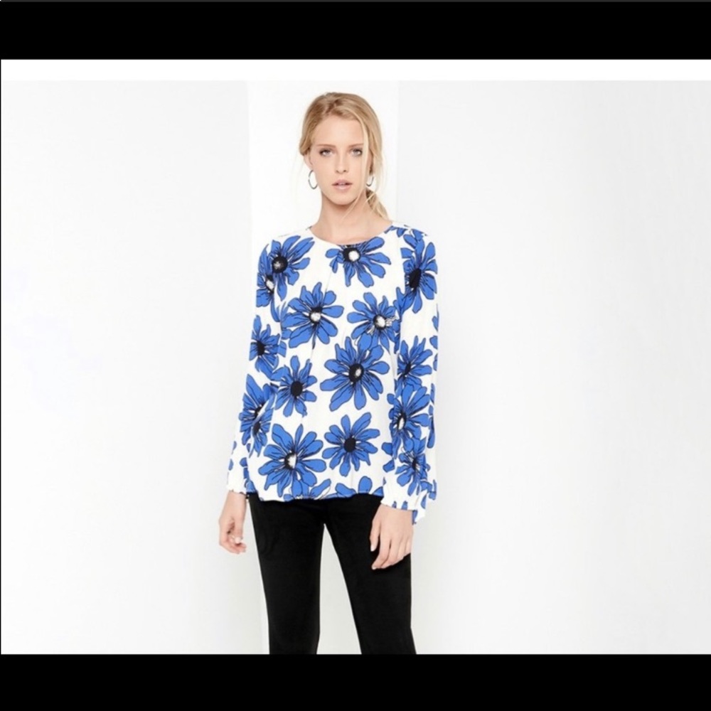 Karen Kane Pleated Floral Blouse